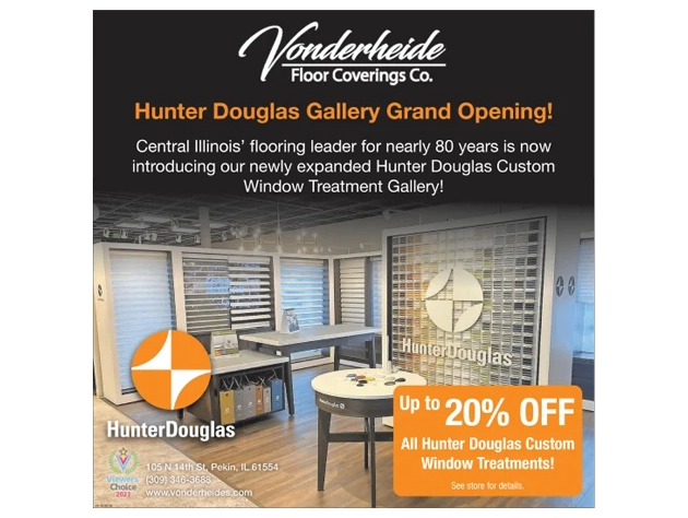 Hunter Douglas window treatments from Vonderheide Floor Covering in Pekin, IL