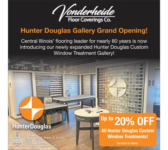 Hunter Douglas window treatments from Vonderheide Floor Covering in Pekin, IL